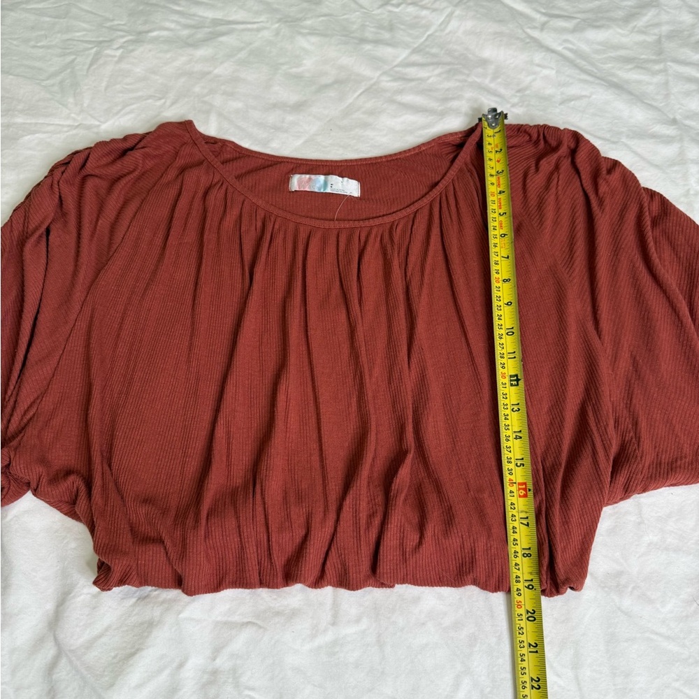 Free People FP Beach Rust Ribbed Batwing Top NWT Medium Boho Oversized - Picture 12 of 13